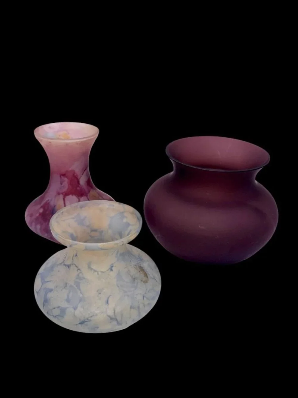 Set of 3 Vintage Art Glass Bud Vases – B.Z.T. Ltd Israel Hand Painted Frosted